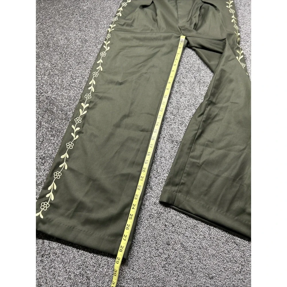 Sago Studio Elenor Pants Mens 33x29 Olive Green Embroidered Dress Pants